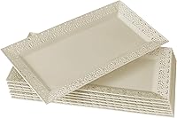 Vista 10 de Silver Spoons Bandejas de encaje desechables para bodas y cenas de lujo 6 piezas Oro 14' x 7.5