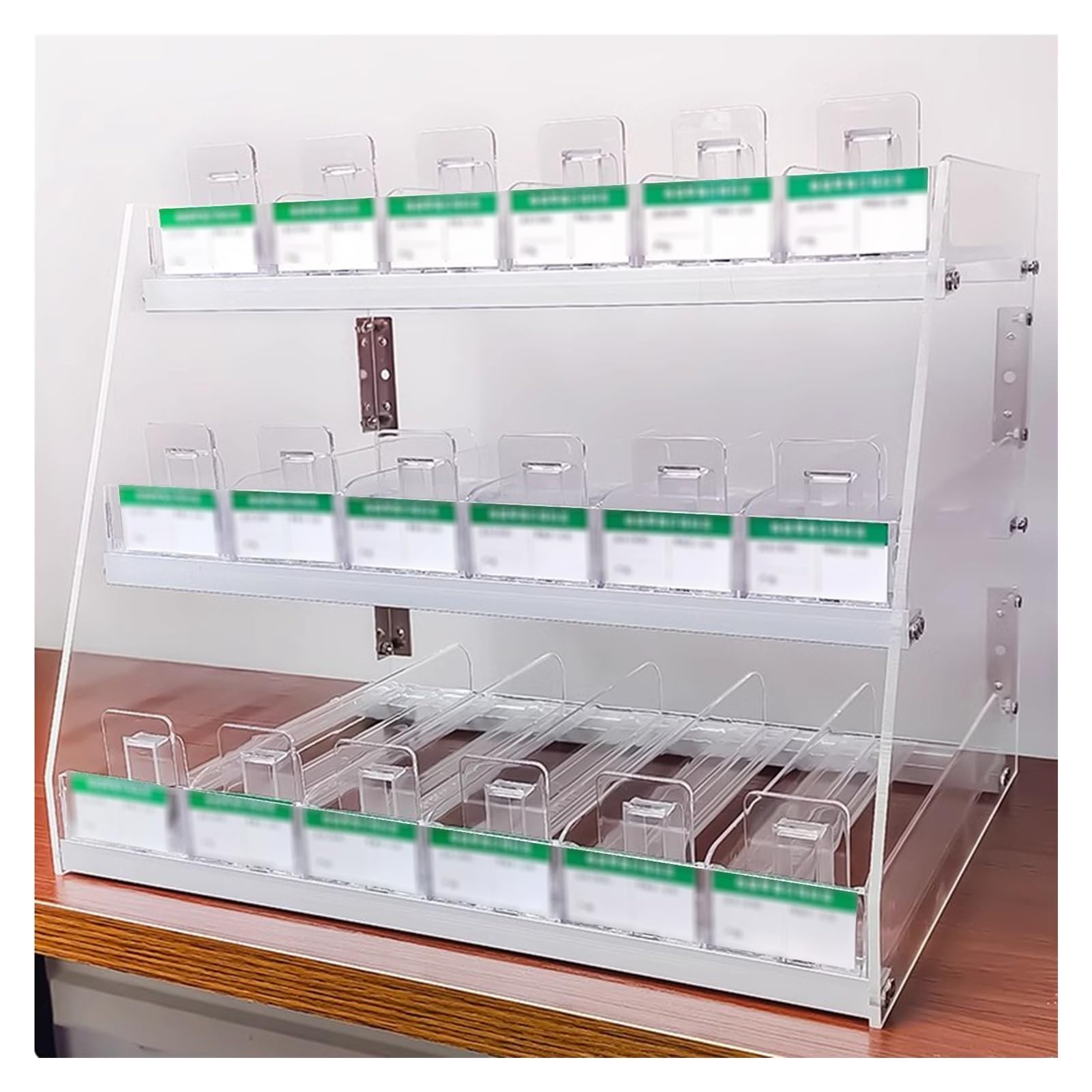 Espositore da parete in acrilico per sigarette e caramelle, vassoio automatico impermeabile a 2-4 livelli, organizer trasparente per negozi, 32,5x29x44,7 cm - Perfetto per minimarket e vetrine.