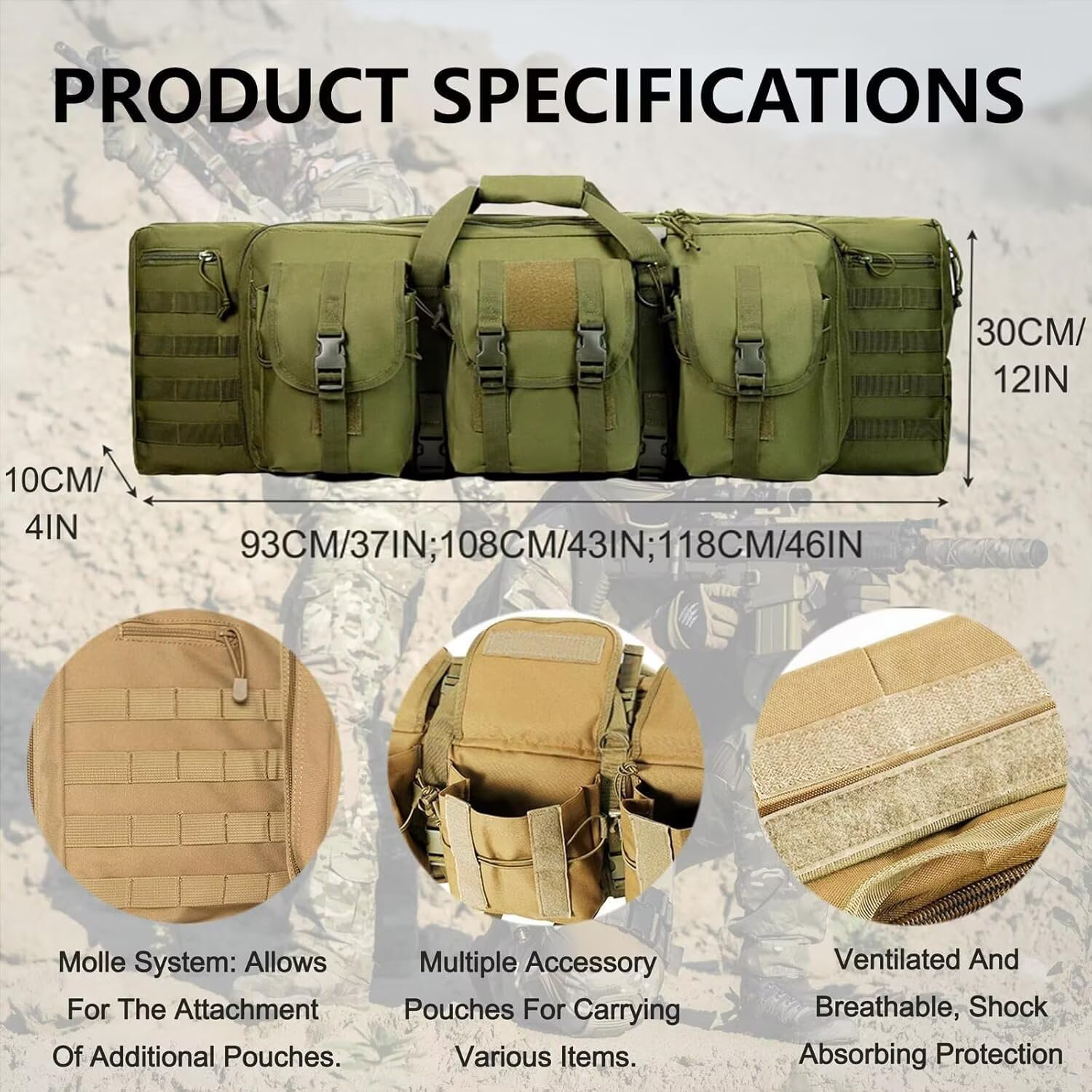 Genérico Bolsa De Armas, Funda de Fusil, Bolsa Doble para Rifles, Mochila para Carabina Airsoft Funda Escopeta Porta Caza, Almacenar O Transportar Rifles