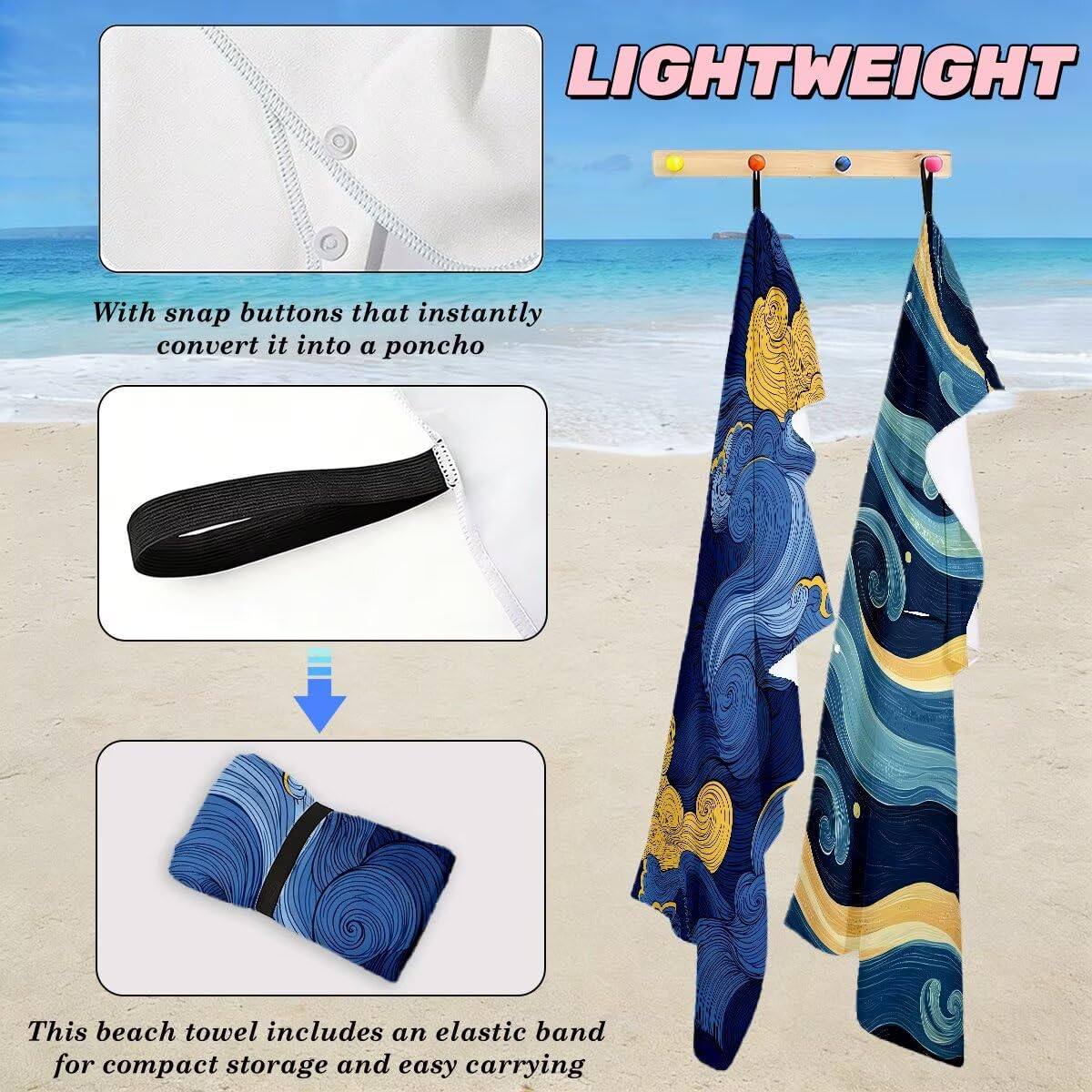Toalla Playa 100x200 cm, Toalla Gimnasio Microfibra Secado Rapido, Juego de 2 Antiarena Toallas de Playa, Ligera Compacta Toallas Microfibra Grande para Viaje, Regalo Hombre Regalo Mujer (Nube) -5071