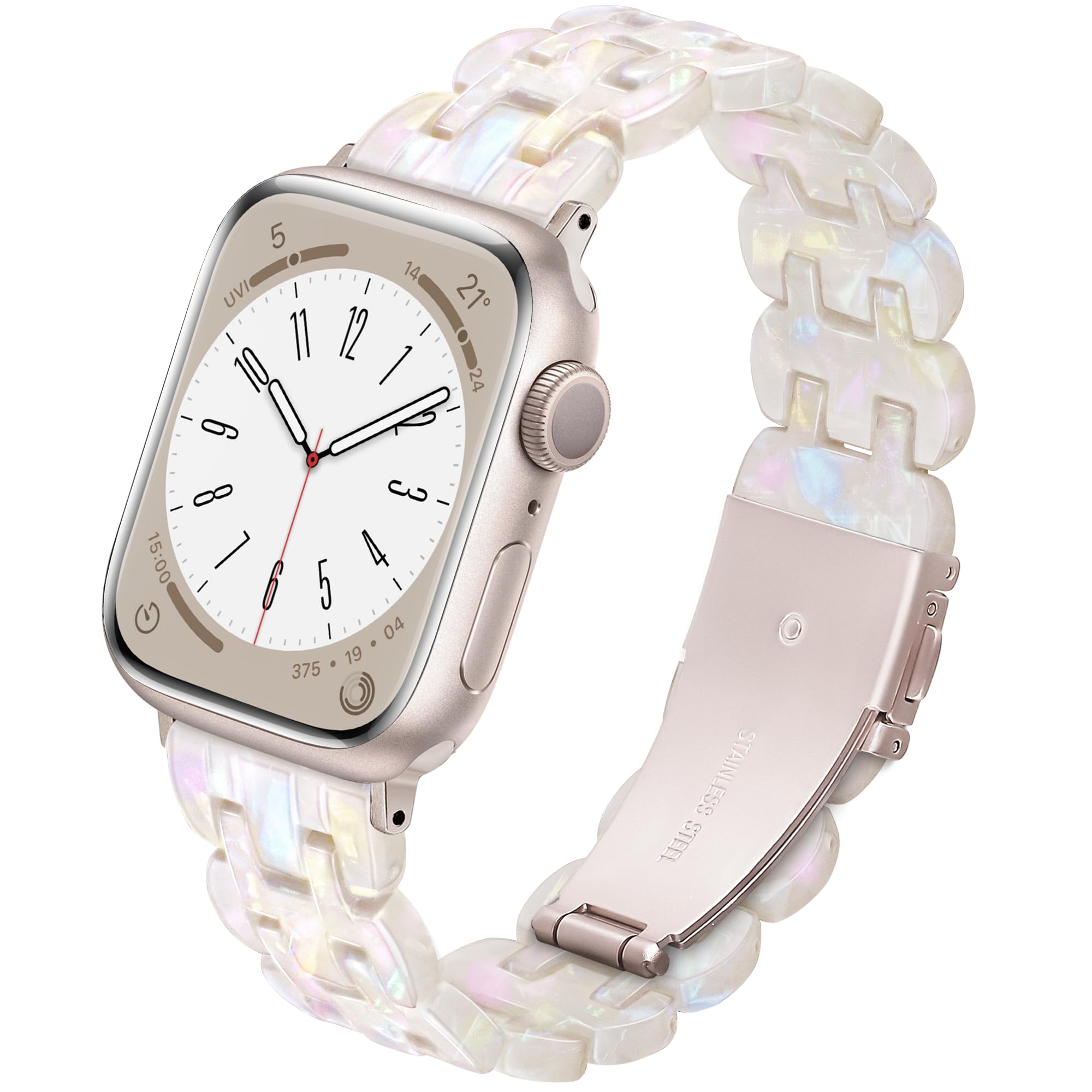 Lightweight Resin Band For Apple Watch Series 12 11 10 9 8 7 6 5 4 3 2 1 SE 3 2 Ultra 4 3 2, Fashion Adjustable Replacement Strap for iWatch Bands 38mm 40mm 41mm 42mm 44mm 45mm 46mm 49mm for Women Men