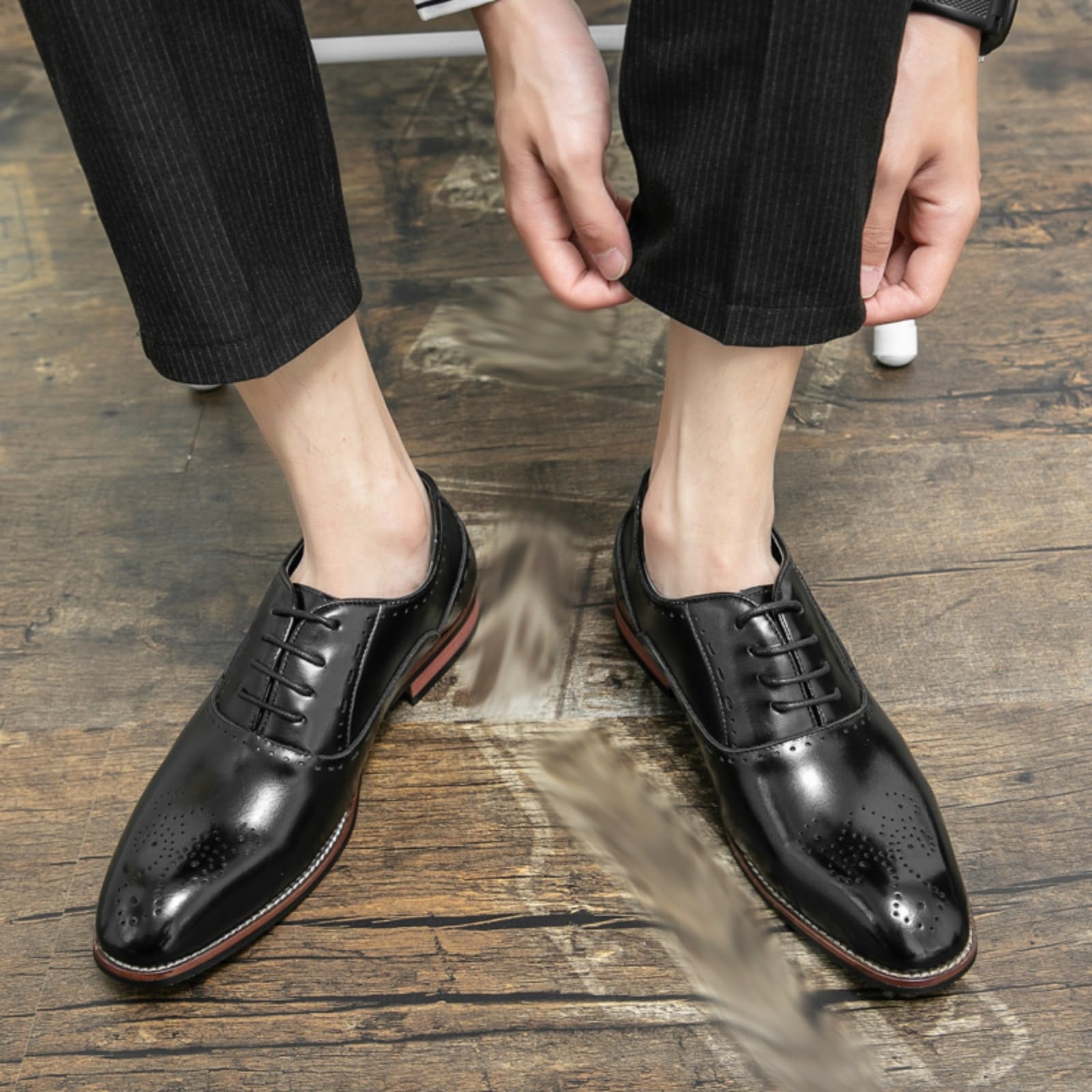 Buty Oxford męskie skórzane buty typu brogsy sznurowane