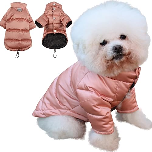 Abrigo acolchado para perro con patas delanteras para perros medianos, chaqueta cálida y ultrasuave para cachorros para clima frío e invierno, rosa,