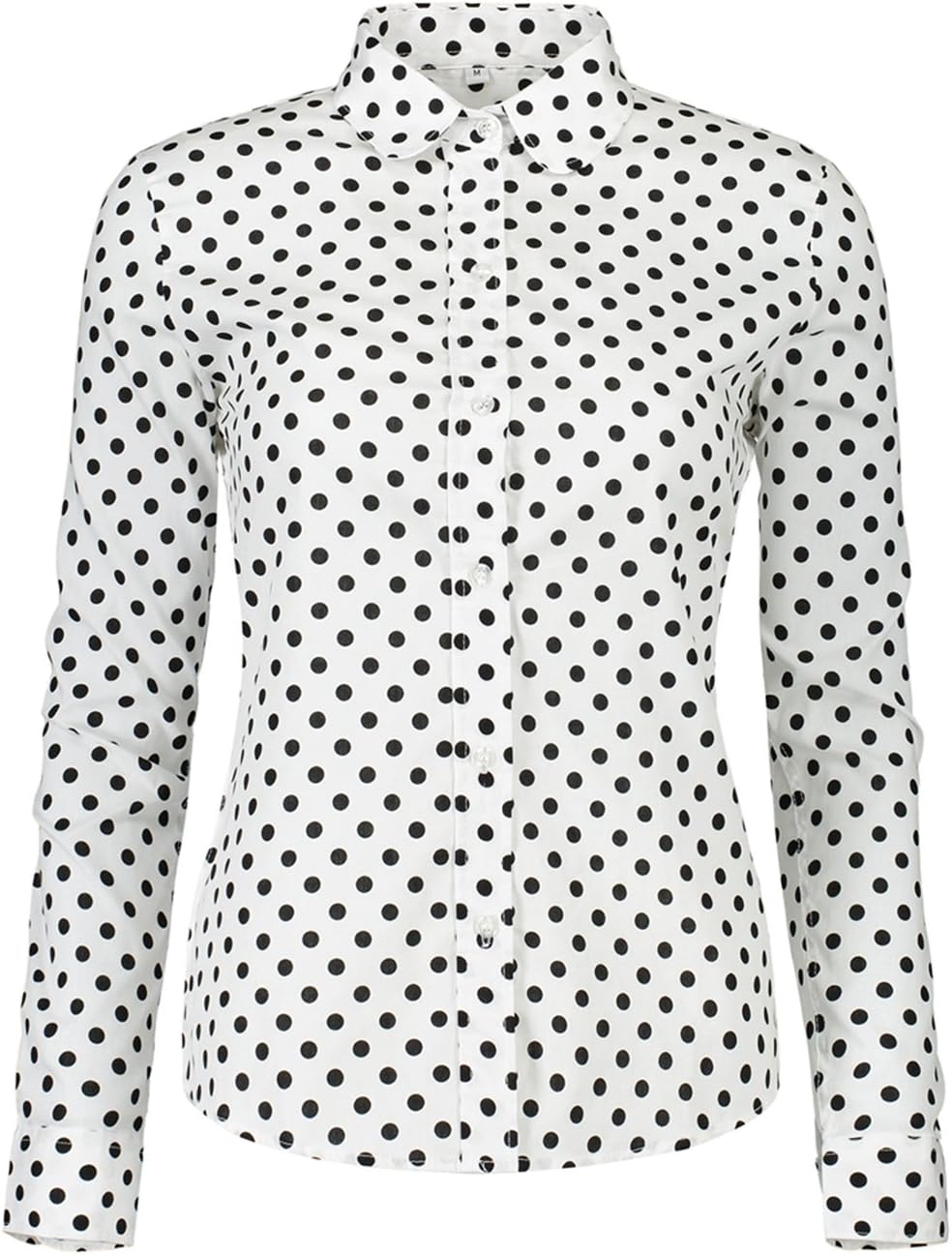 Womens Tops Feminine Long Sleeve Polka Dotted Button Down Casual Dress Blouses Shirts