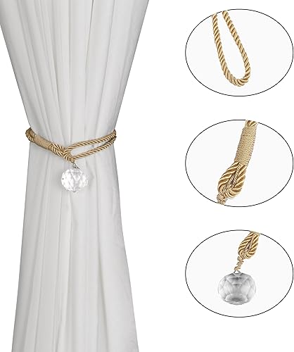 Miniatura 6 de BEL AVENIR Paquete de 2 alzapaños de cortina de cristal, de lujo, hechos a mano, elegantes, para decoración del hogar y la oficina, cortinas