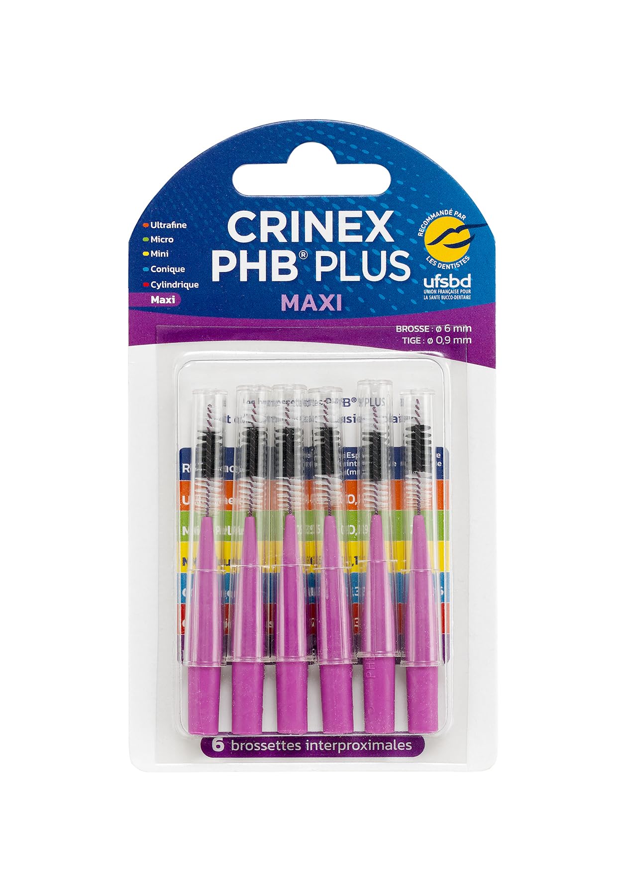 CRINEX - PHB Plus Maxi - 6 mm Interdental Brushes, Pack of 6