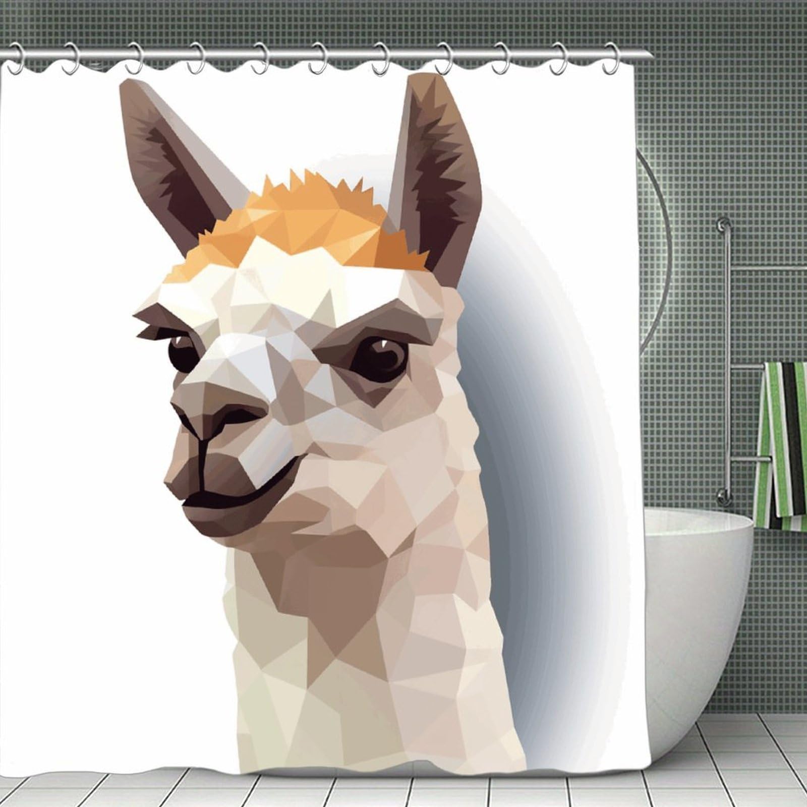 VstaDank Alpaca Avatar Shower Curtain 71x71 Heavy Duty Polyester Cloth Bath Curtain with Hooks Thick Waterproof Shower Liner Fun Magic Decorative Bathroom Curtains for Bathtub