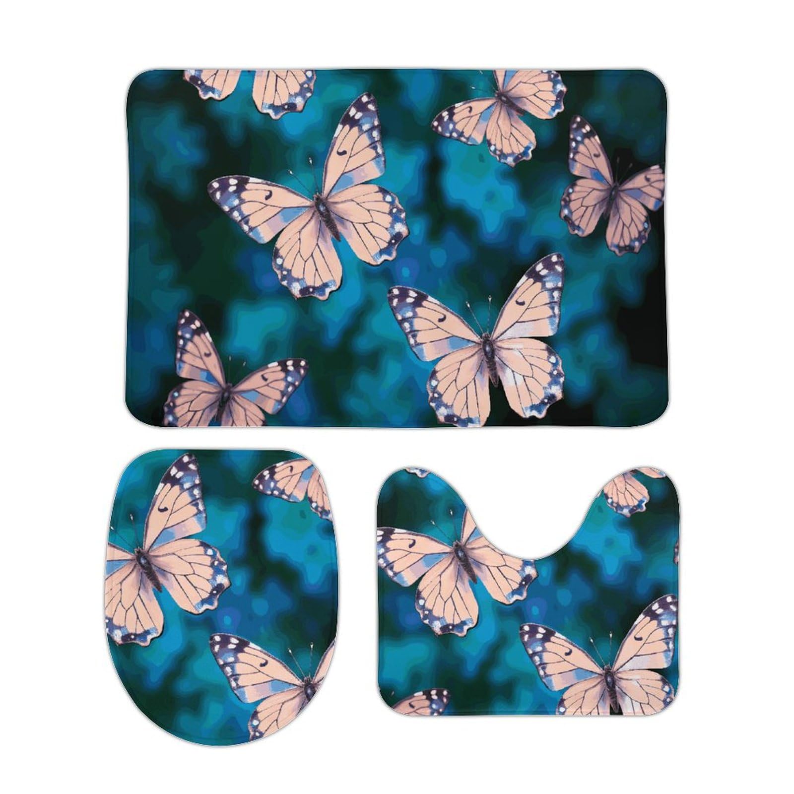 Tapis de bain antidérapants anti-glisse lot de 3 avec housse WC