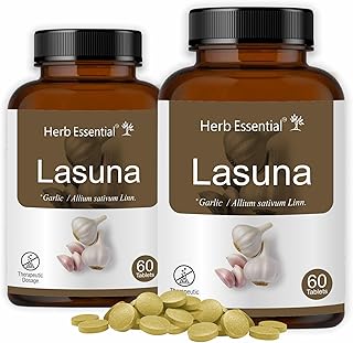 Lasuna (Garlic) Tablets | Cardiac Wellness | 100% Pure Extracts |60 Tablets (Pack of 2)