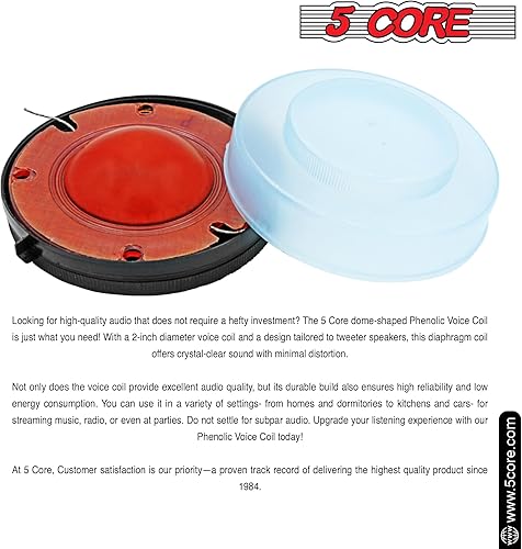 Miniatura 5 de 5 CORE Bobina de voz de repuesto para tweeter de 2.000 in, reemplazo universal de diafragma de bocina de 2 pulgadas, 16 , gran calidad de sonido,