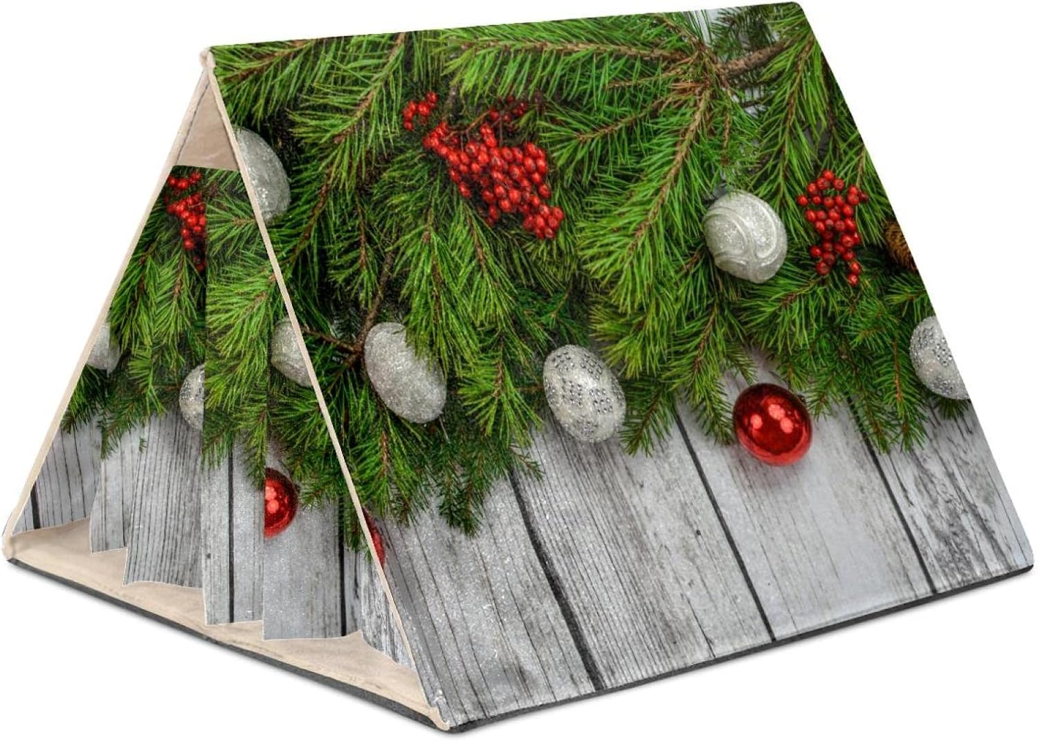 Daborge Bola de Navidad árbol de Navidad textura de madera gris cobayas cama conejo escondite casa hámster cueva accesorios escondite para conejito erizo hurón