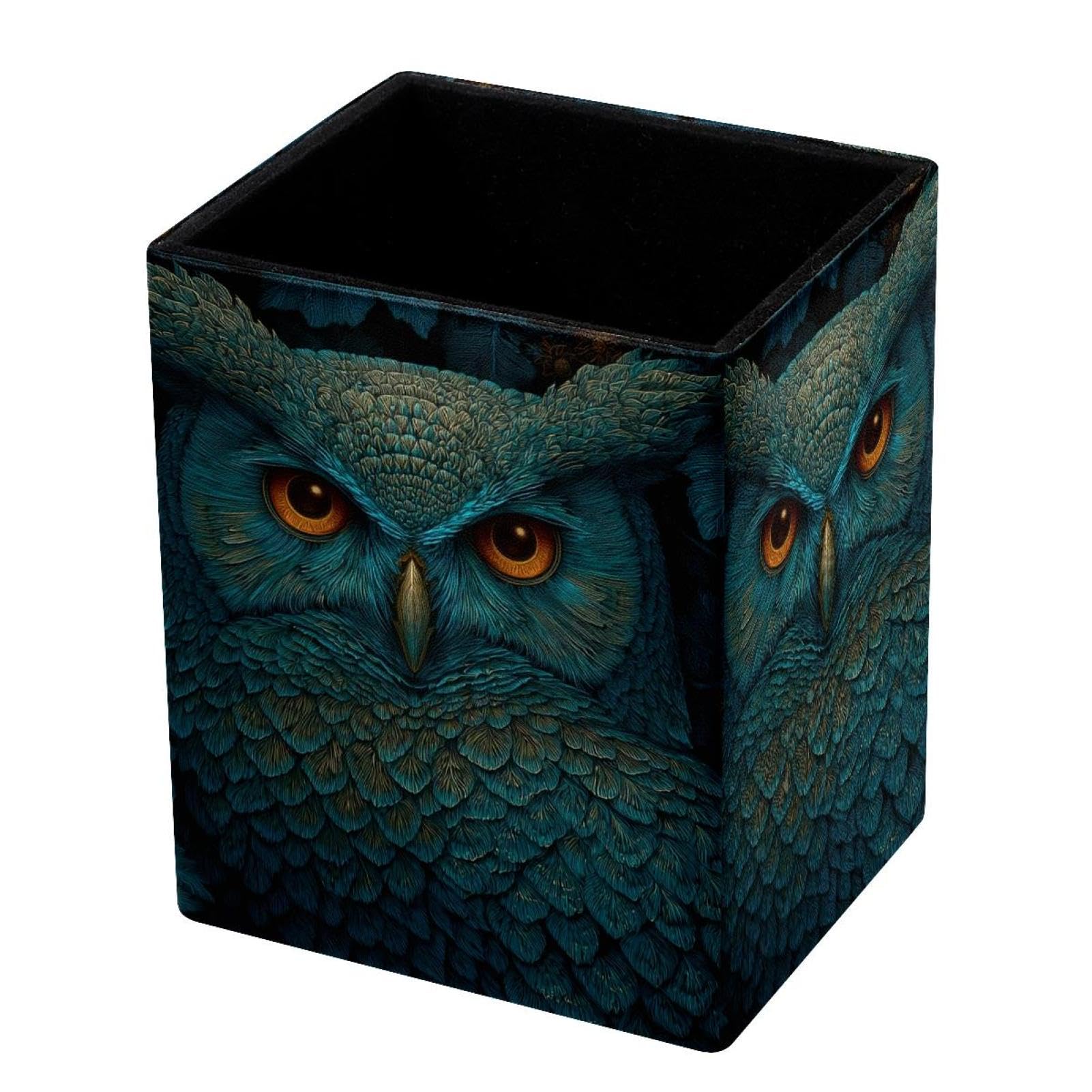 VAPOKF Pencil Holders for Desk, Owl Printed Pen Holders Pen Pot Makeup Brushes Storage Desktop Stationery Supplies Organiser for Home Office
