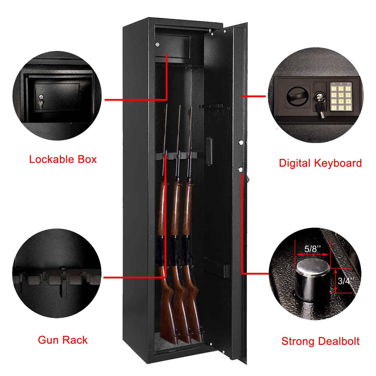 IOKUKI Rifle Safe Gun Safe,Electronic Rifle Safe for Home,Quick Access