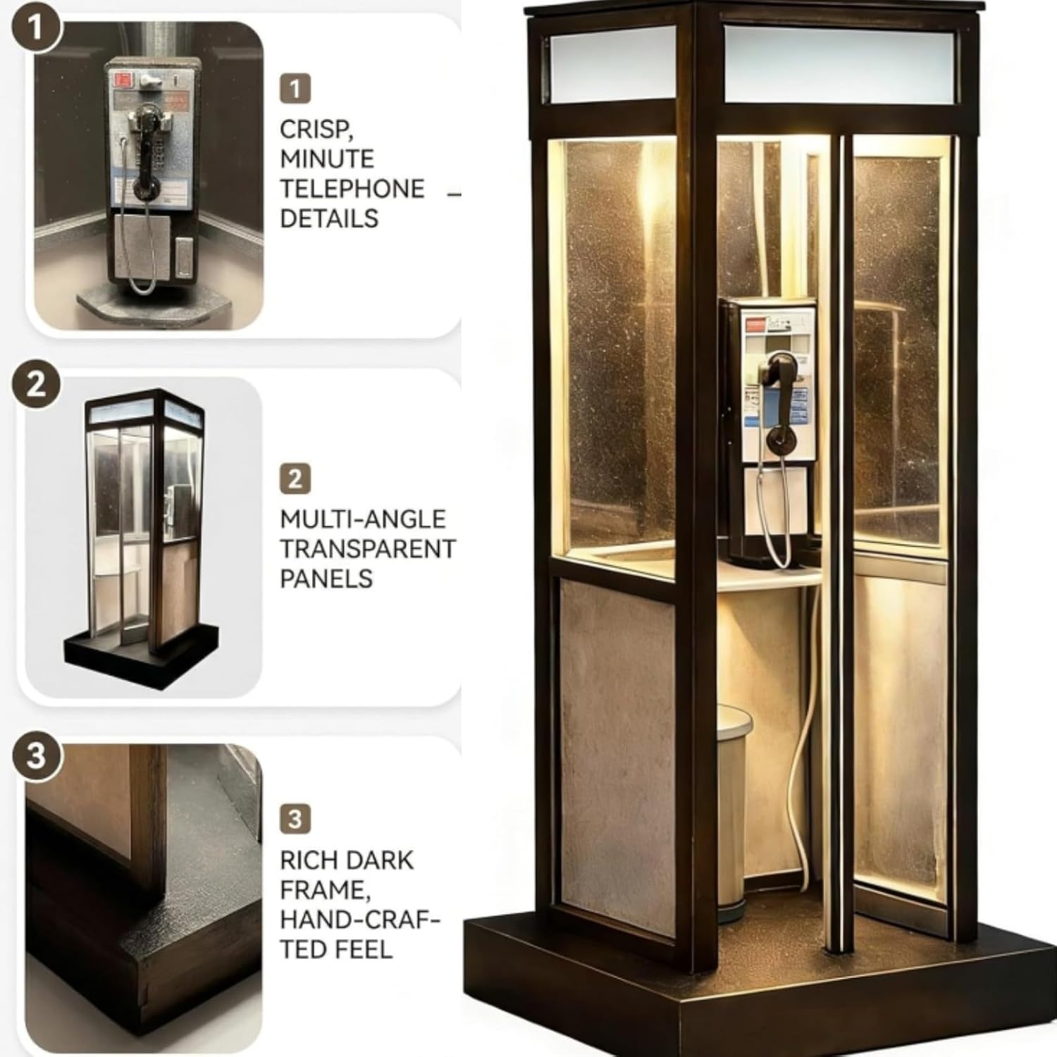 Vintage Phone Booth Ambient Lamp, Retro Tall Telephone Booth Table Lamp with Warm LED Light, 2026 New Classic Mini Phonebooth Accent Table Light for Bedroom Home Office Study Bar Decoration