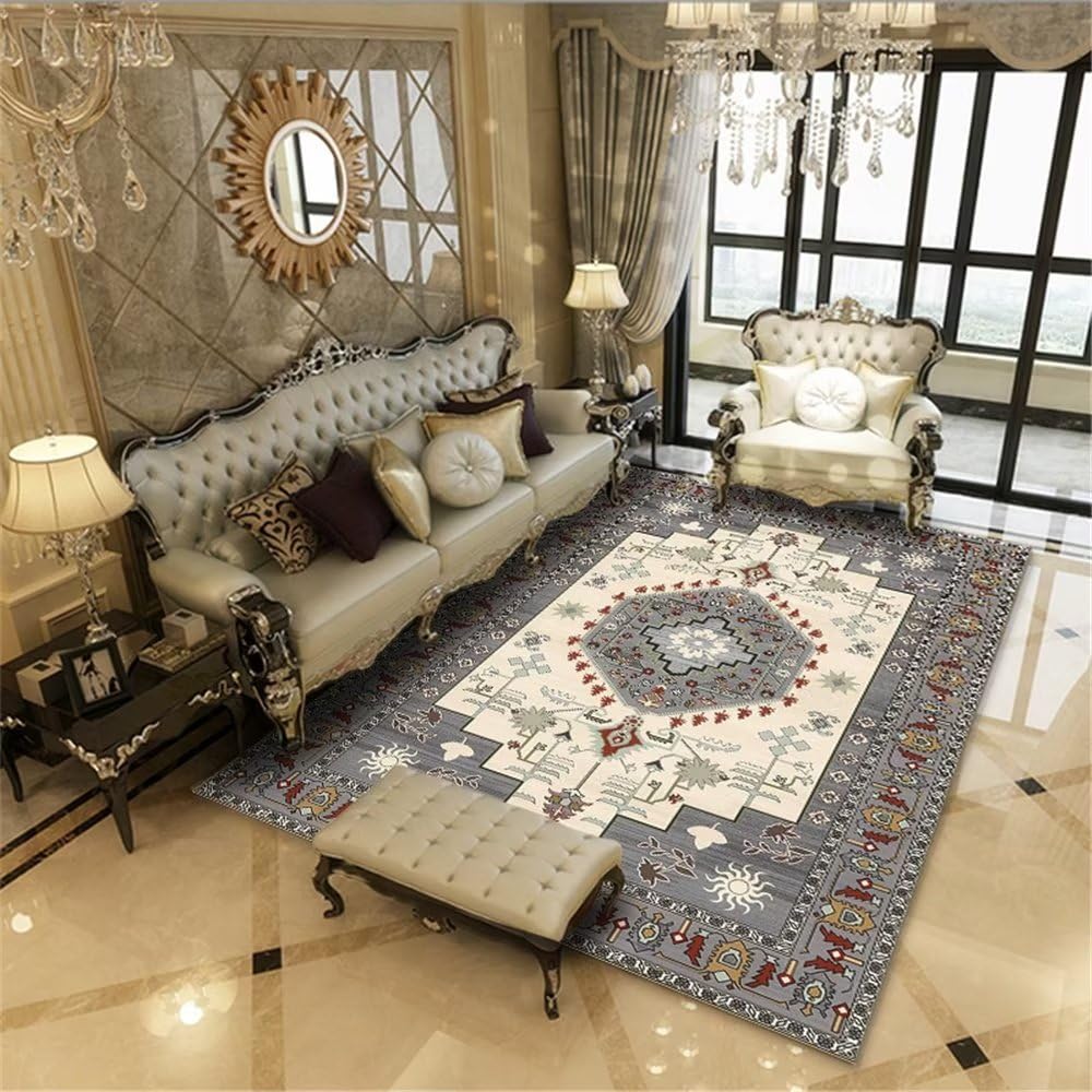 Tapis de salon lavable en machine gris et doux 100x160 cm pour style géométrique