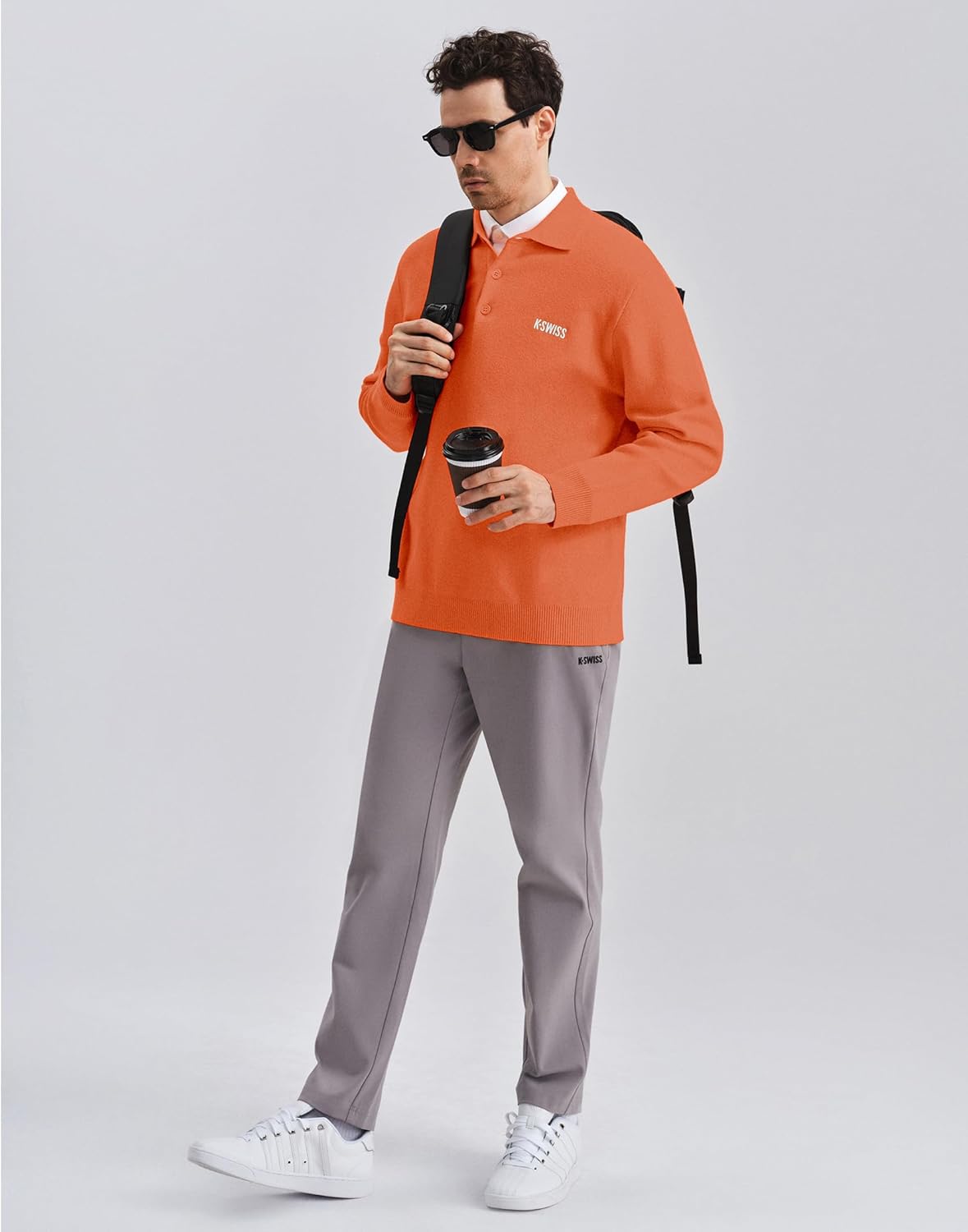 K-Swiss Men's Knit Polo Shirts - Long Sleeve Polo Sweaters Shirt Classic Collared Button Casual Work Golf - Image 6