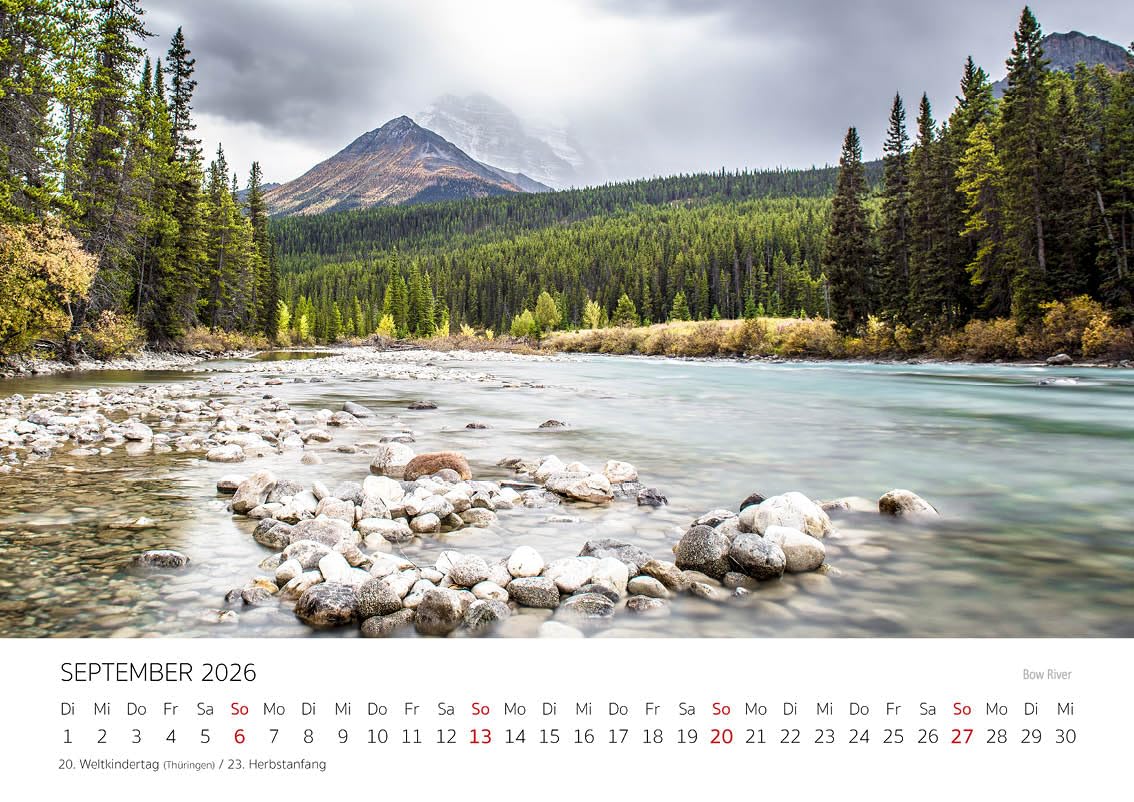 Calendario De Pared 2026 Fascinación Canadá Premium | DIN A4, Papel 170 G/m², Espiral Plateada