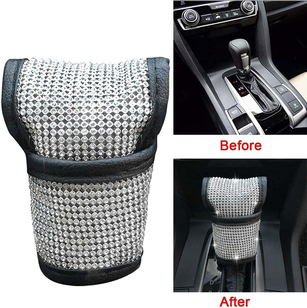 Bling Crystal Diamond Gear Shift Knob Cover Pad Car Decor Accessory Fit Most Manual Automatic Vehicles 5 6 Speed