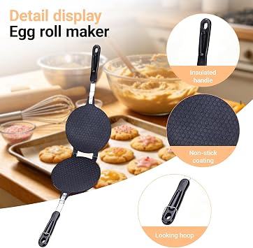 Egg roll maker,non stick waffle cone making mold eggroll roller machine baking tool
