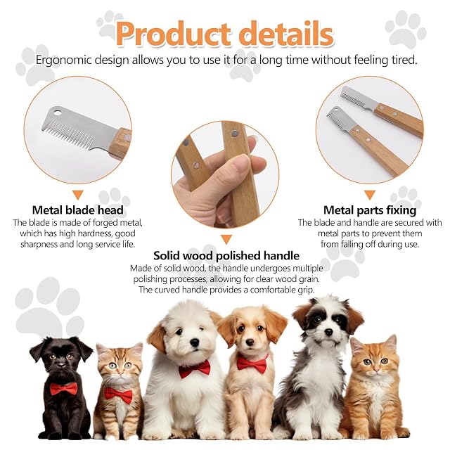 Foto 3 de 7 de Omnikryp 2 PCS Trimmmesser für Hunde, Cuchillo de Corte para Perro, Furminator Perro, Herramientas de Aseo