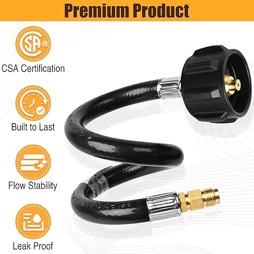 Miniatura 33 de Mangueras de propano RV de 15 pulgadas con calibre, manguera trenzada de acero inoxidable para tanque de caravana, línea de manguera de propano