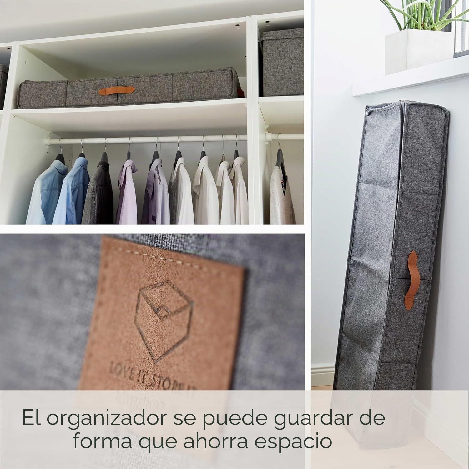 LOVE IT STORE IT Organizador premium para almacenamiento de papel de regalo, reforzado, gris, 90 x 30 x 12 cm