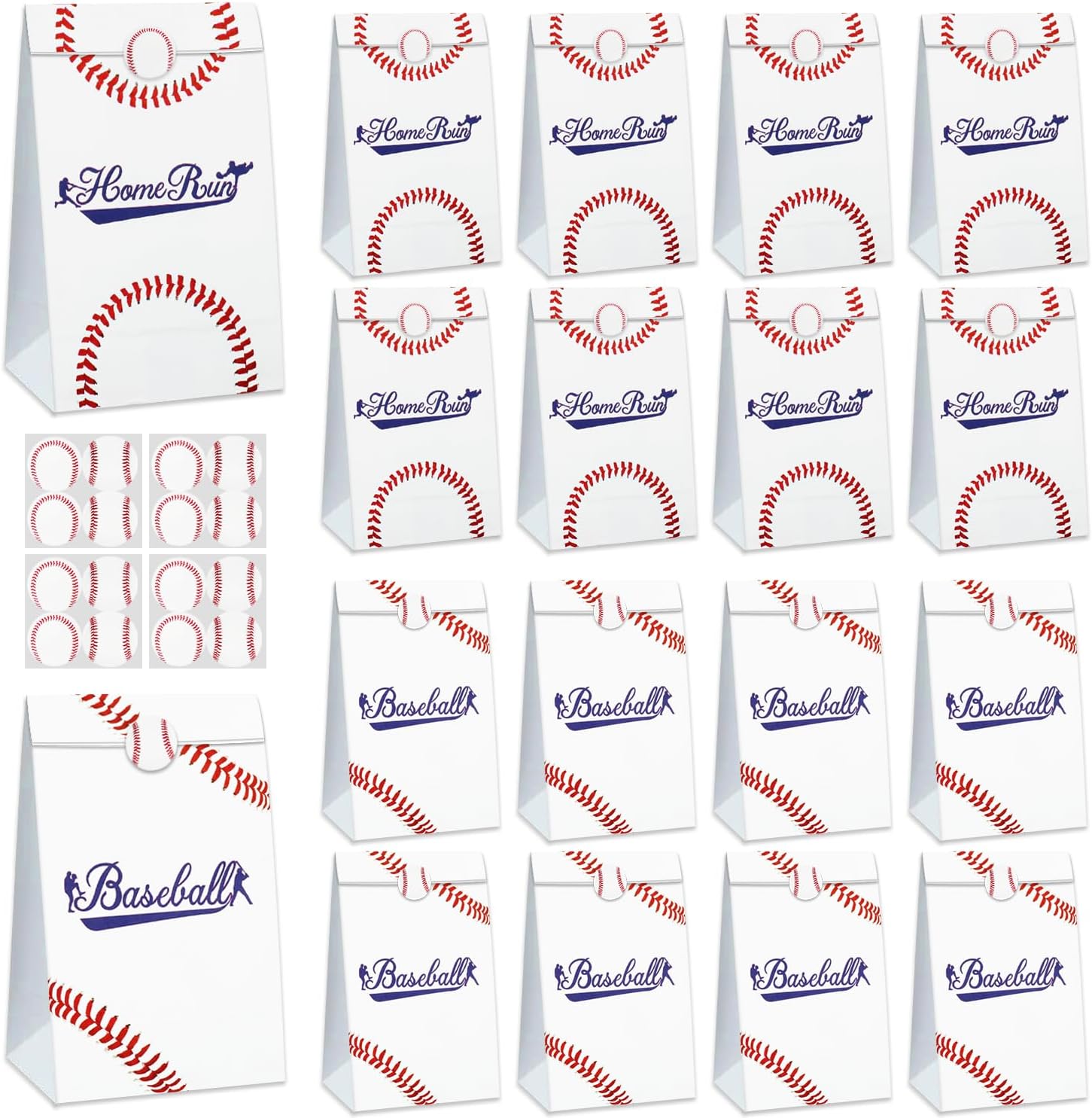 Amazon.com: Baseball Gift Bags, 20 Pack Paper Goodie Bags with Stickers ...
