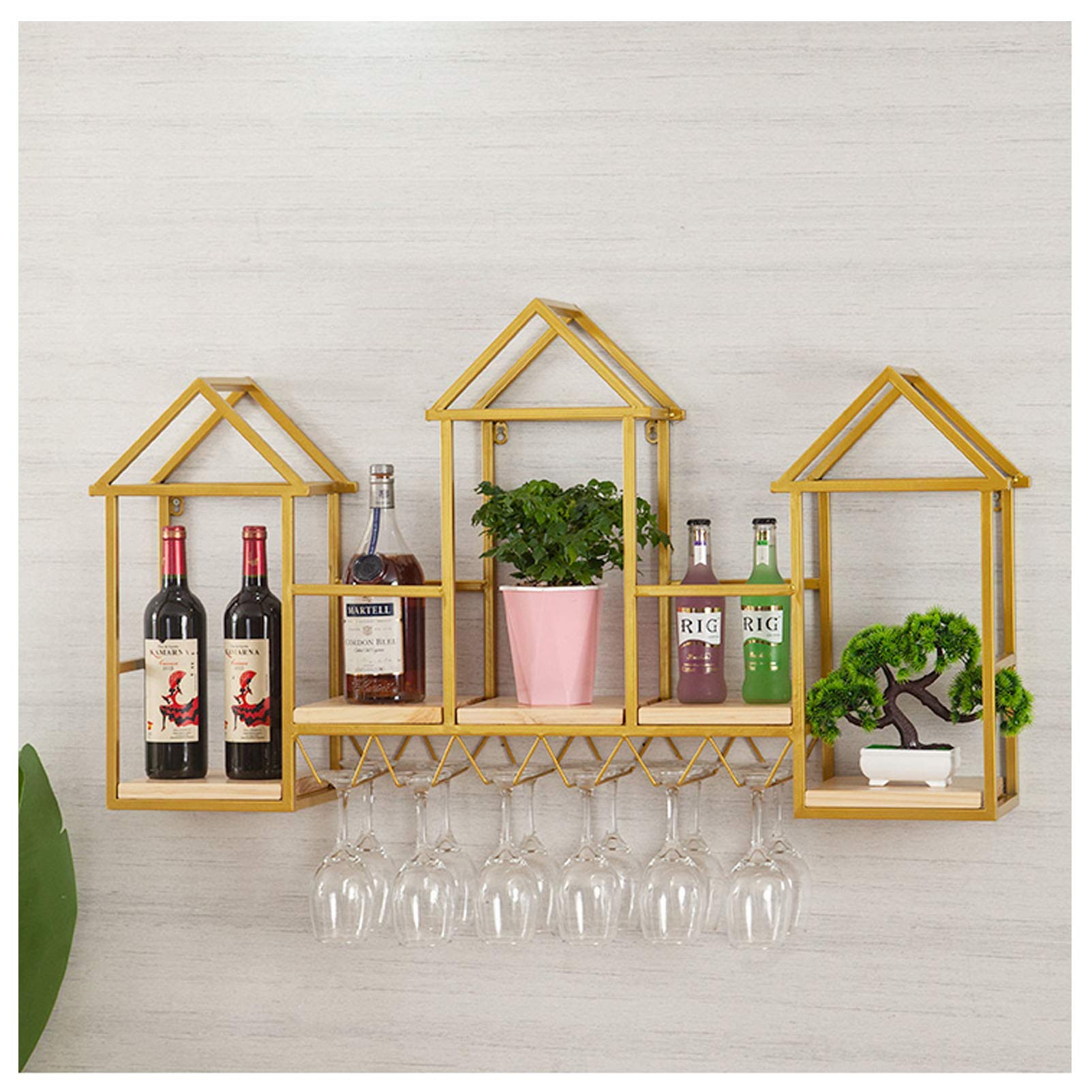 Casiers à vin en bois fixés au mur pour libérer vos placards et ranger 12 verres suspendus