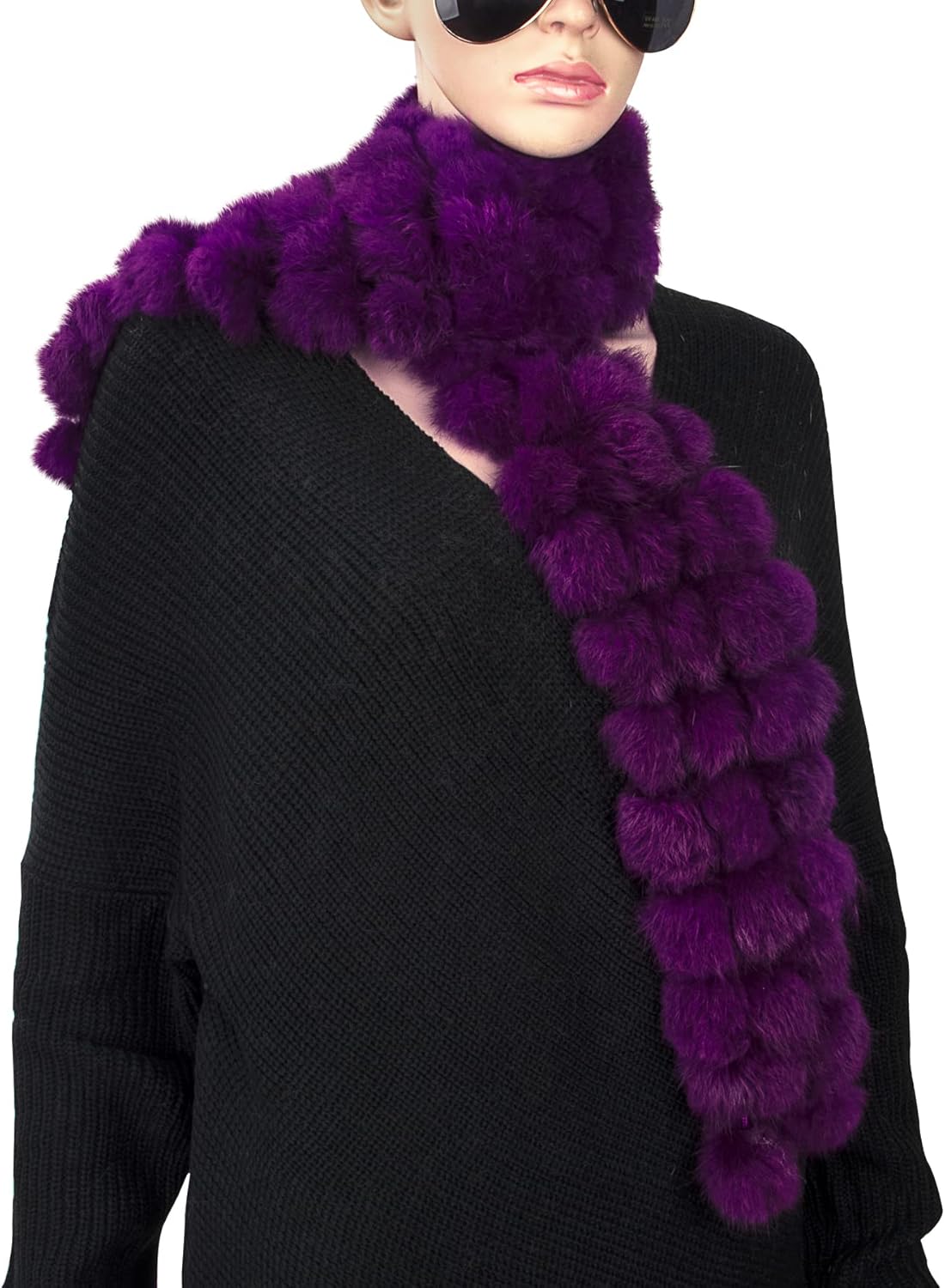 bvya Winter Women Girls Real Rabbit Soft Fur Scarf Warm Neck Wrap