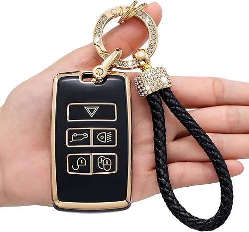 Miniatura 1 de Funda para llavero Land RoverJaguar, compatible con Evoque Velar Sport Discovery Freelander2 LR4 Land Rover Sport y Jaguar XF XJ XE F-PACE F-TYPE