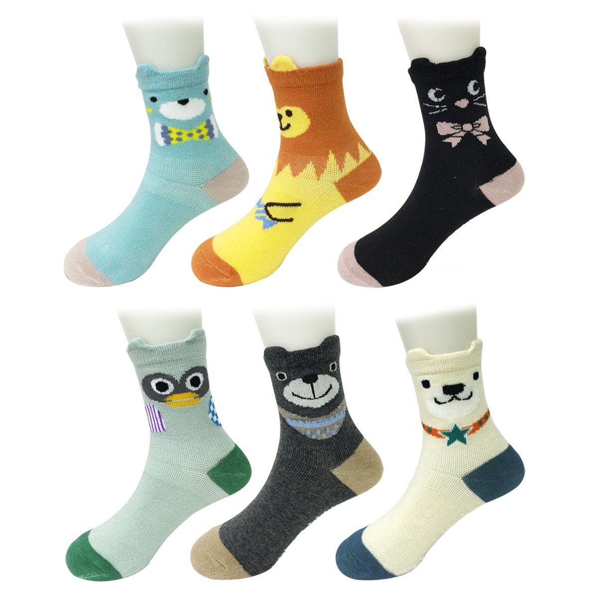 Bowbear Baby 6-Pair Animal Fun Socks