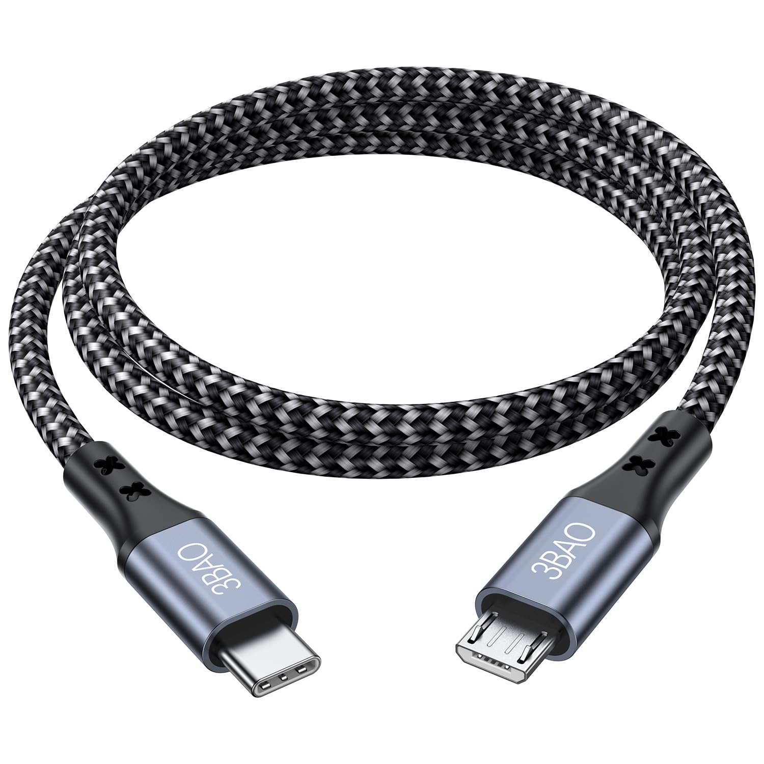 Cavo Micro USB Nylon Intrecciato 1 Metro - Ricarica Rapida 2.4A E Sincronizzazione, Resistente E Flessibile, Colore Blu