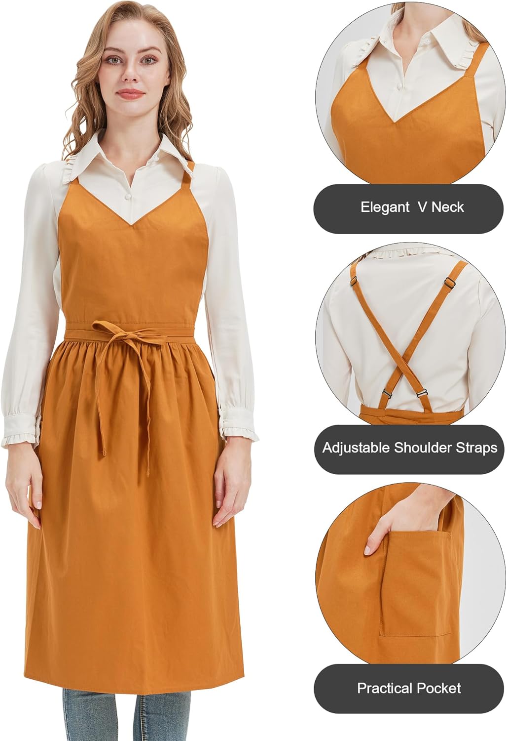 Nanxson Vintage Apron Cross Back Cotton Work Apron for Women with Pockets Cute Pinafore Dress for Chef Art Gardening - Image 4