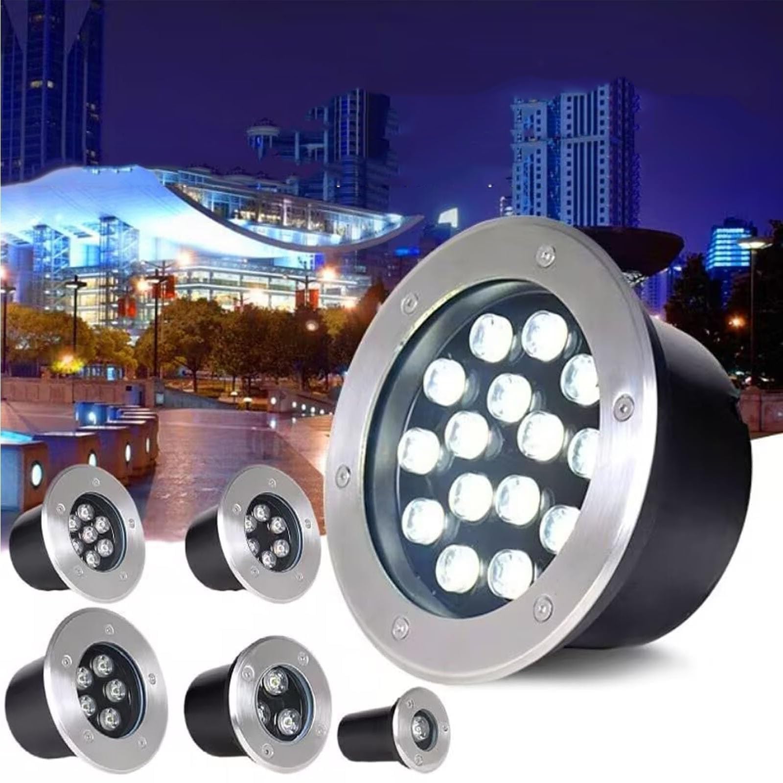 Podtynkowe oświetlenie LED - zintegrowane podziemne źródło światła, reflektor LED 220 V, wodoszczelność IP67, idealne do schodów, podjazdów, budynków i krajobrazu (białe, 12 W)