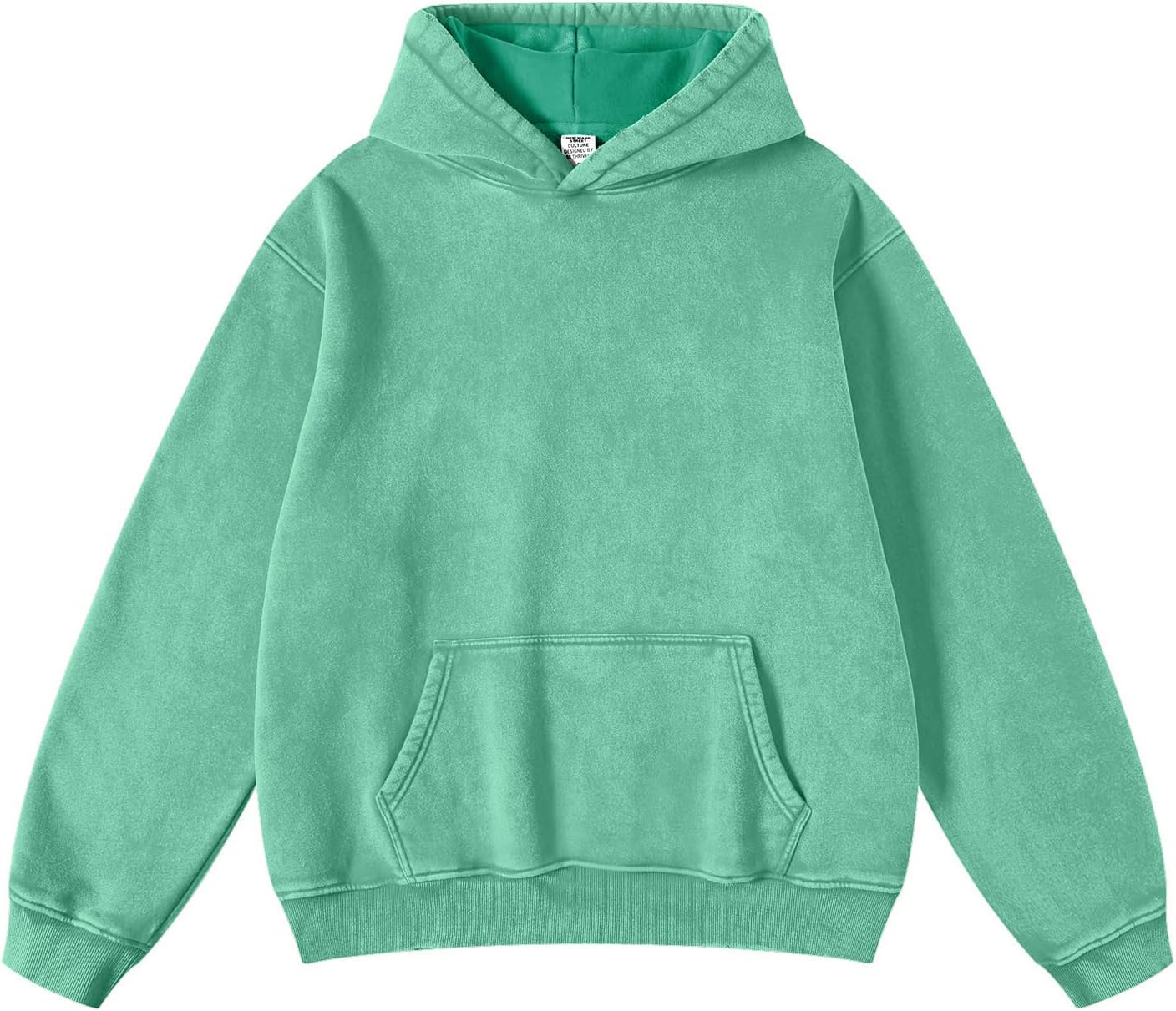 FAIABLE Mens Hoodies Pullover Oversized Hoodie Wash Plush Cotton Hooded Sweatshirt Vintage Heavyweight Hoodie Men Streetwear, Mint Green, XL