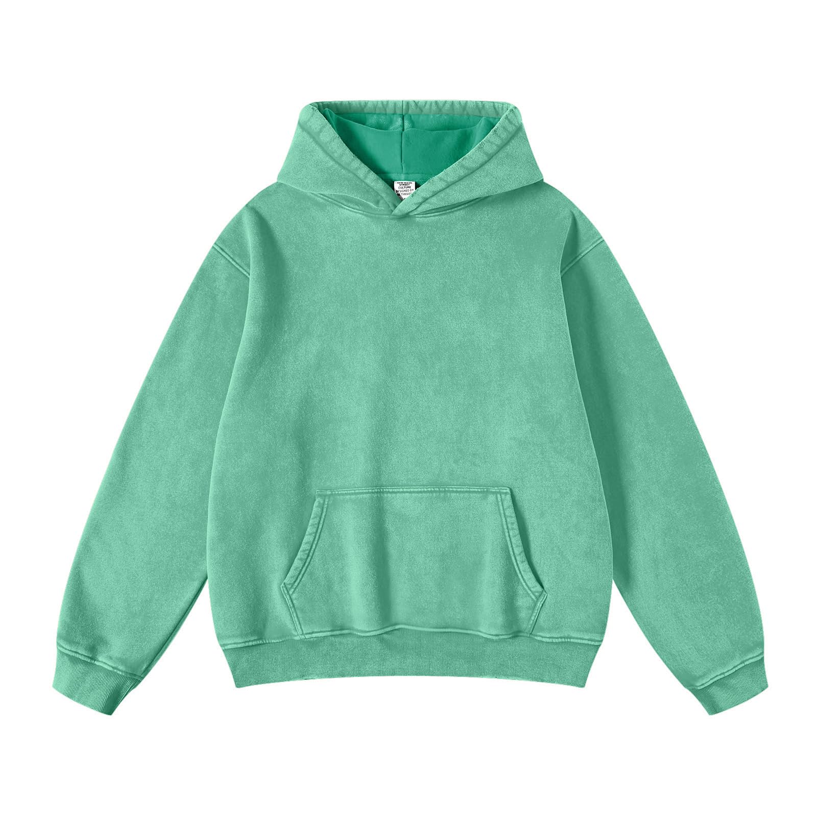 FAIABLE Womens Oversized Hoodie Couples Heavyweight Hoodies Vintage Acid Wash Hoodie Cotton Fleece Hoodies for Women, Mint Green, Medium