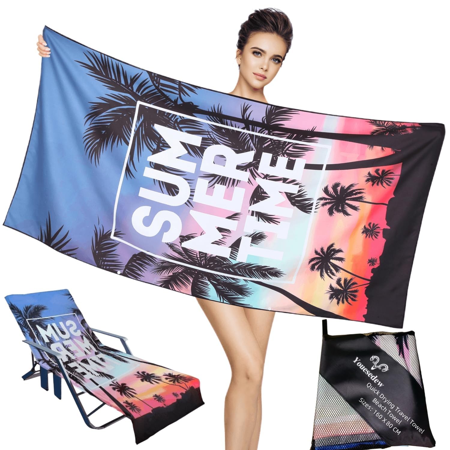 Youesedew Toalla de Playa de Microfibra Grande | Secado Rápido y Suave | Ideal para Piscina y Playa, así como para Cuartos de baño (Estilo D)