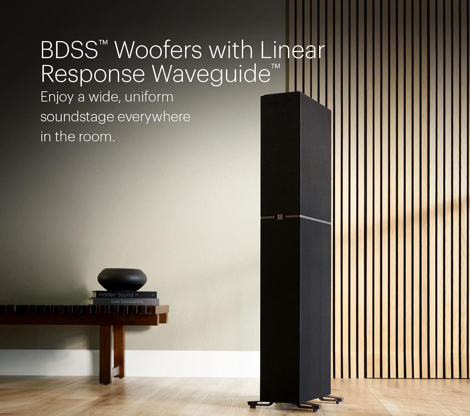 Definitive Technology Dymension DM60 speaker placed in a modern living room