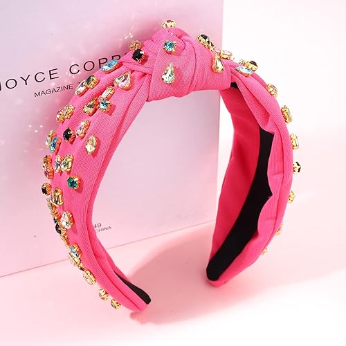 Vista 133 de NVENF Diademas anudadas con diamantes de imitación para mujer, diademas con cuentas de cristal, diadema con nudo superior, diademas de moda