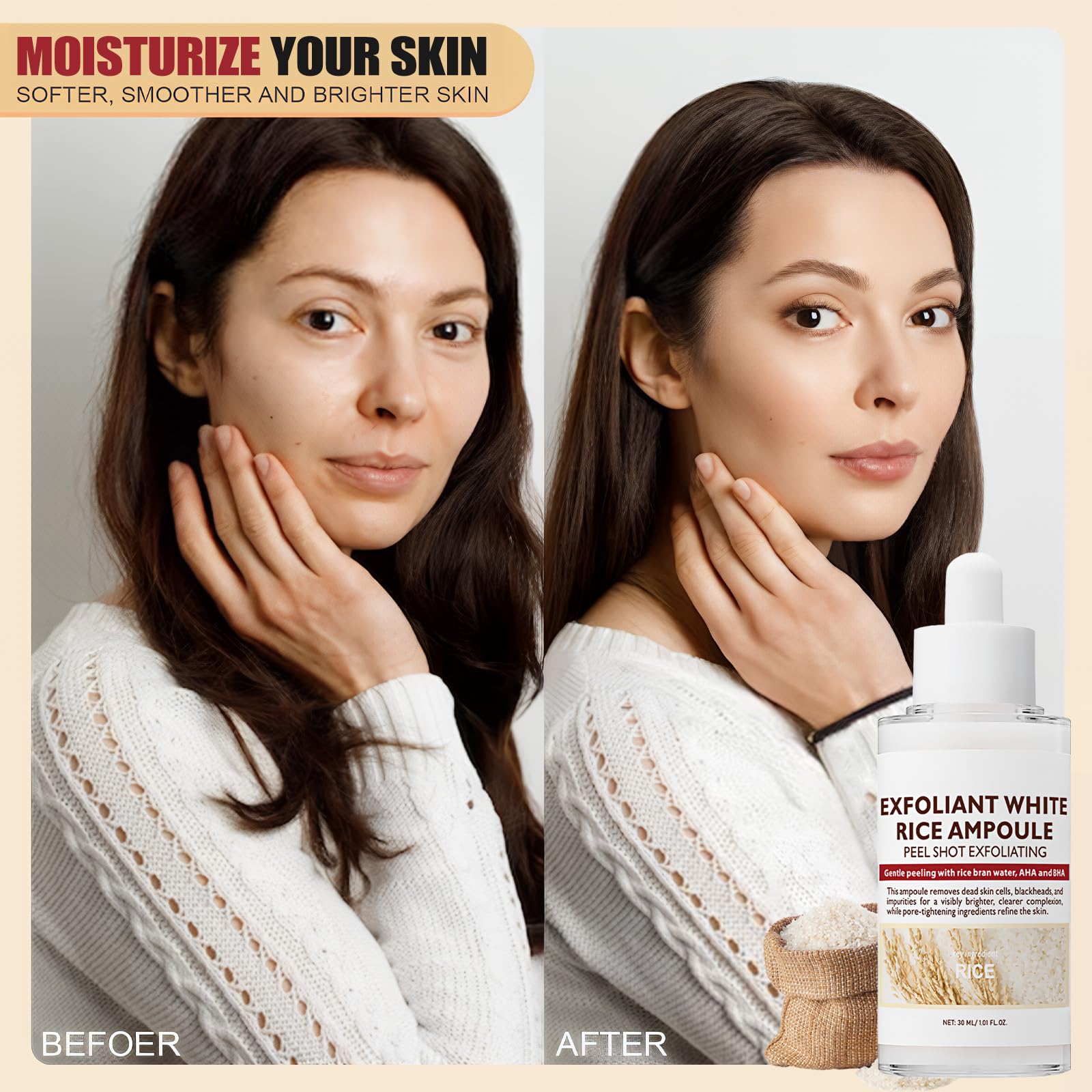 Peel Shot Glow Rice Ampoule, Purifying Exfoliating Gel with Rice Bran Water - Image 4