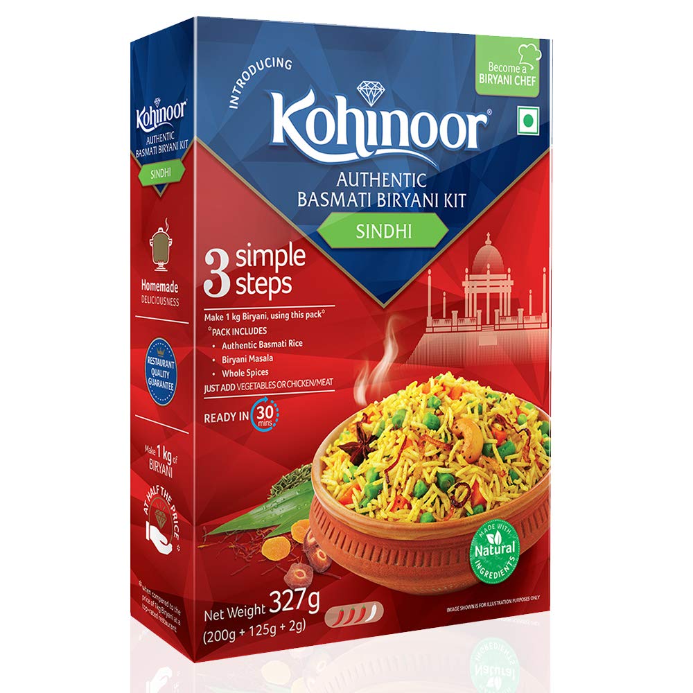 Kohinoor Authentic Basmati Biryani Kit, Sindhi- 327 g Pack
