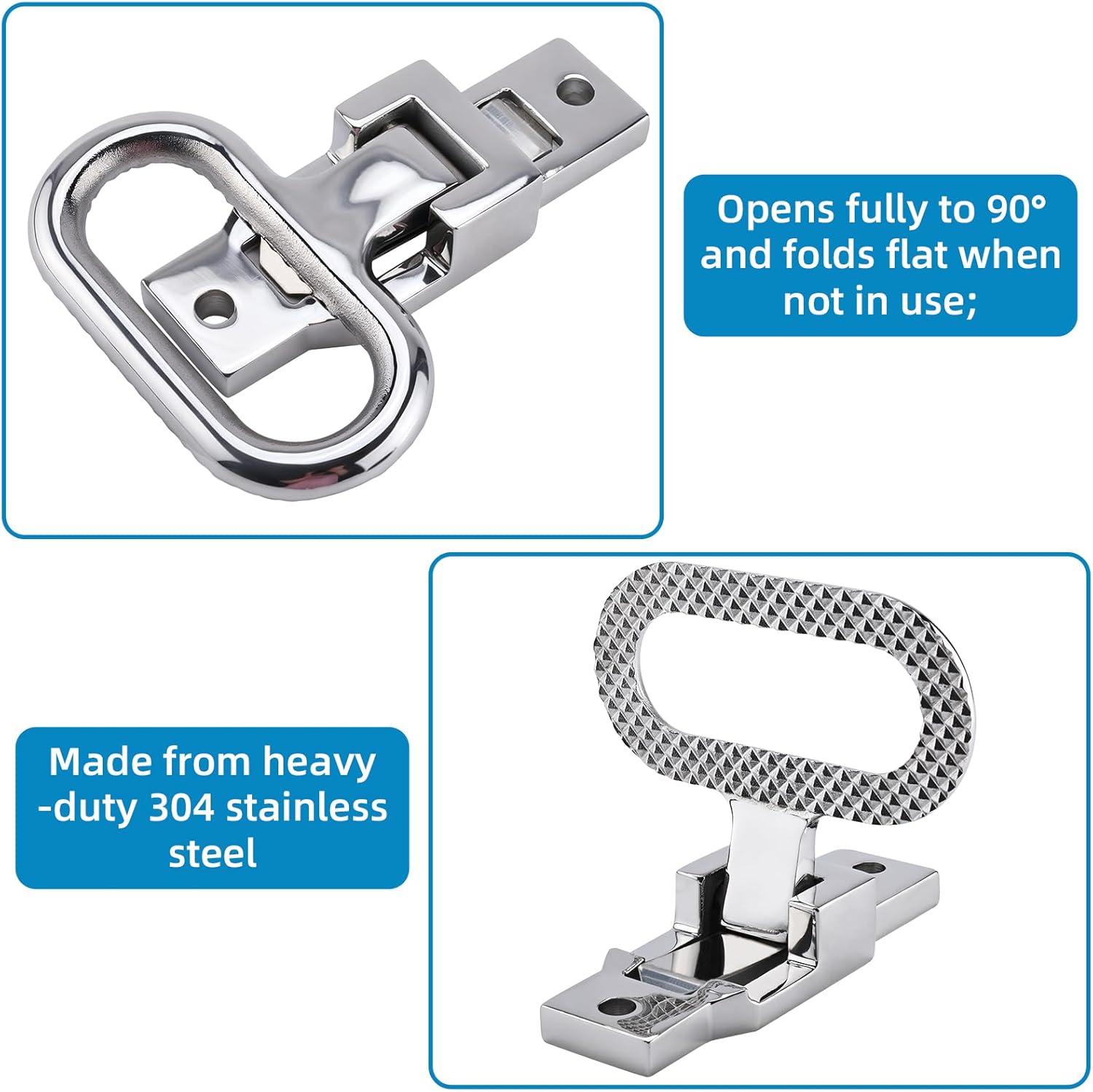 NovelBee 4pcs Trailer Folding Step,Heavy Duty Flip up Step,316 Stainless Steel Folding Mast Step for Truck,Trailers,Boat,Yacht,Car