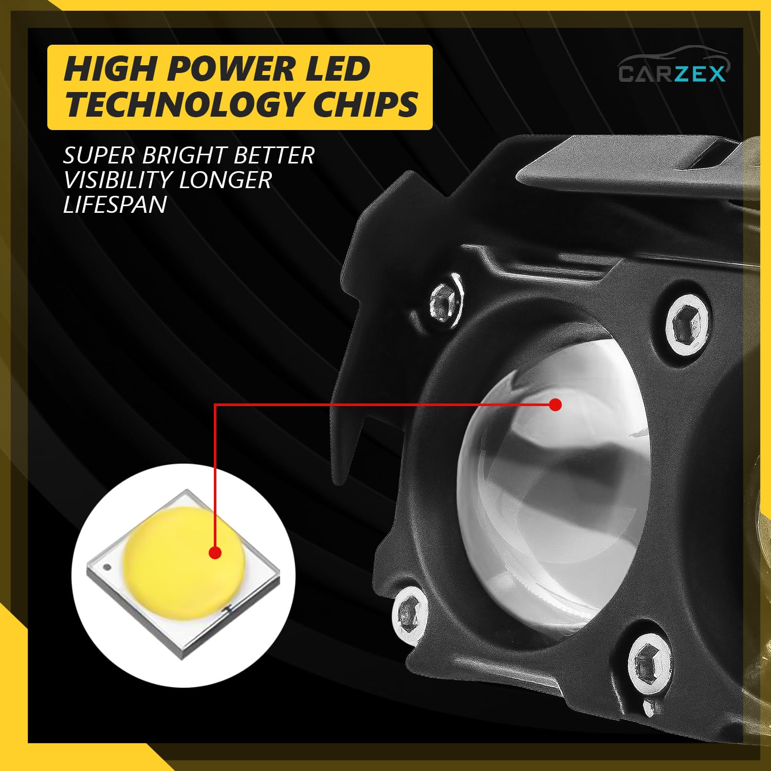 Carzex 3 Eye Led Mini Drive Flasher Fog Light Projector Light with