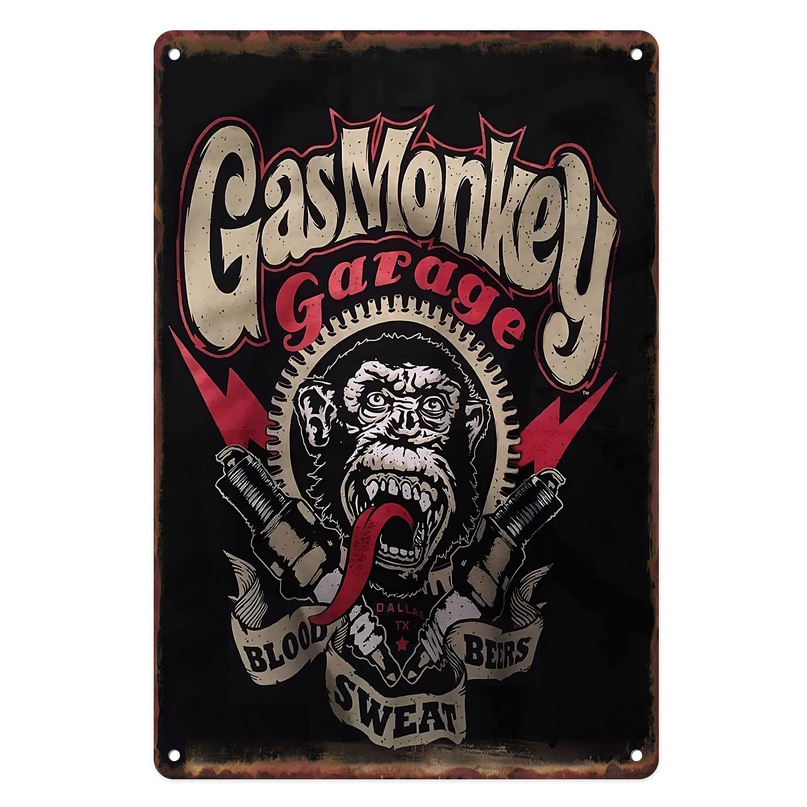 Flavas A003 Metal Tin Sign Vintage Funny Gas Monkey For Man Cave, Garage, Home, Living Room, Bedroom, Office, Hotel, Cafe And Pub Wall Decor 12X8 Inches