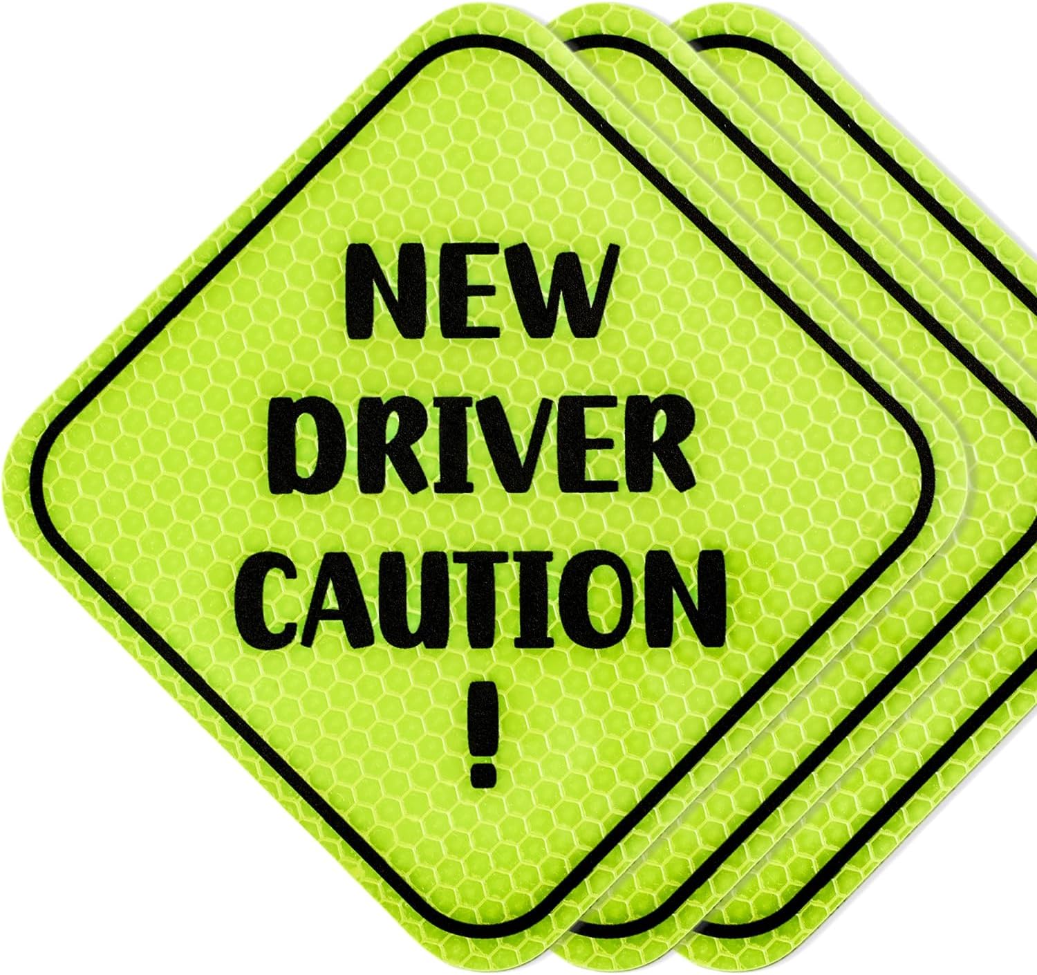 NQEUEPN 3pcs New Driver Magnet for Car, New Driver Caution Magnet Sticker Reflective Yellow New Driver Sign Removable Student Driver Signs Car Accessories for Bumper, Learners, Men, Women