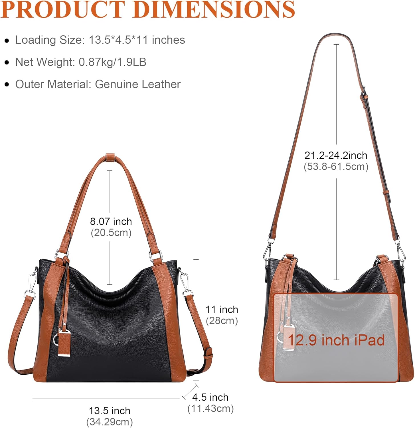 Over Earth Genuine Leather Purses for Women Large Hobo Bags Lady Shoulder Handbags with Detachable Strap - Image 6