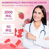 Vista 6 de Gomitas de mio-inositol y D-Chiro inositol, suplemento ideal de proporción 40:1 para mujeres, 2000 mg 50 mg con vitamina D3 B12 para el equilibrio