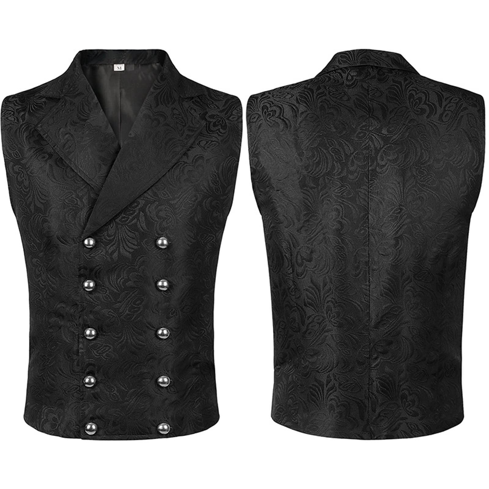 Gilet 3/4 style rétro punk sans manches avec col rabattable, poignets détachés