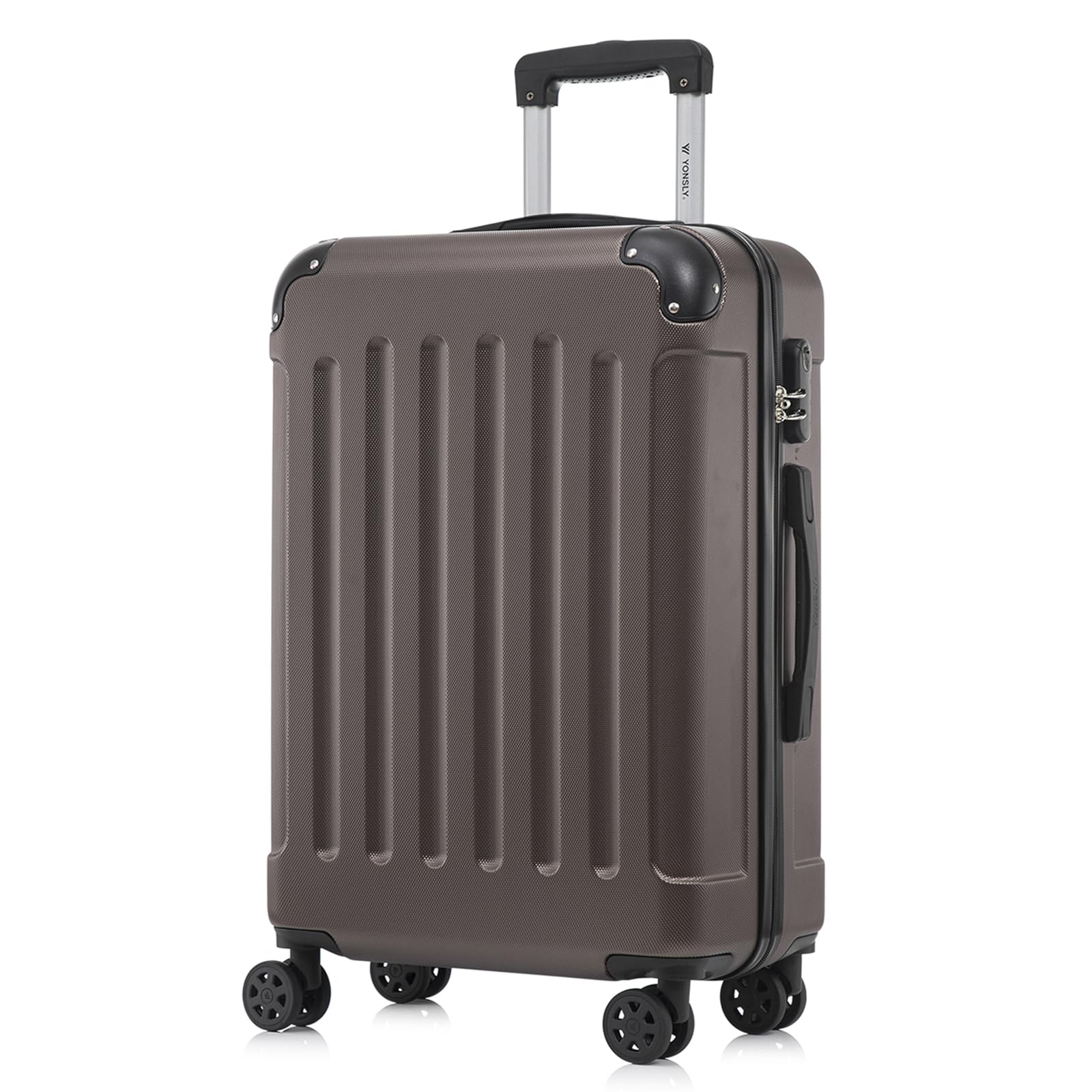 yonsly Koffer Suitcase, Trolley Reisekoffer, Rollkoffer Handgepäck mit 4 Rollen 360°, ABS Hartschalen, Sicherheitsschloss, Weicher Gummigriff, 210D-Futter