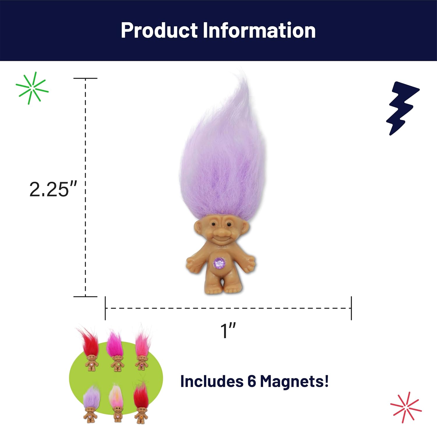 Troll Refrigerator Magnets – Set of 6 Funny Colorful Troll Fridge Magnets, Retro Novelty Kitchen Decor, Cute Collectible Magnets for Lockers, Offices & Gifts image 2